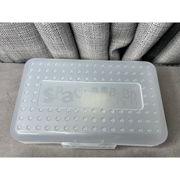 SpaceMaker Retro Plastic Pencil Boxes Purple Clear Stackable Lot of 2 - Picture 3 of 13